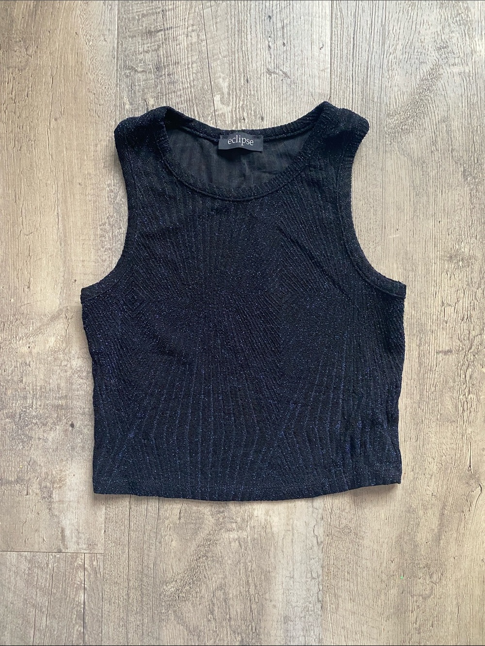 Eclipse Black Shimmer Ribbed Tank
